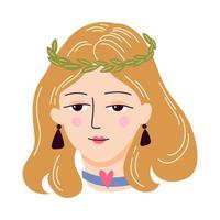 illustrazione del personaggio della ragazza con ghirlanda di erbe vettore