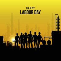 celebrazione del modello di vettore di festa del lavoro. giornata internazionale del lavoro isolata su sfondo di fabbrica con.