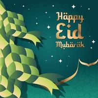 felice eid mubarak ketupat illustrazione vettoriale