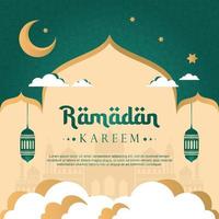 illustrazione di vettore della moschea del modello di alimentazione dell'insegna del ramadan