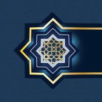 sfondo biglietto di auguri islamico con dettagli blu e oro decorato con ornamenti di arte islamica. illustrazione vettoriale. vettore