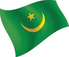 bandiera della mauritania sventola illustrazione vettoriale isolato