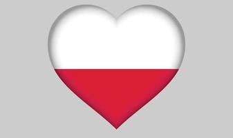 cuore della bandiera della Polonia vettore