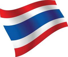 illustrazione vettoriale isolata sventolando bandiera tailandese