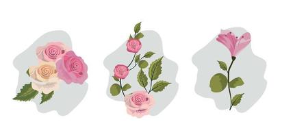 Set di fiori vintage vettore