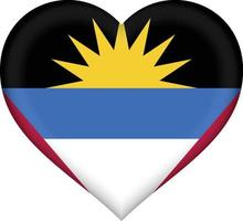 cuore della bandiera di antigua e barbuda vettore