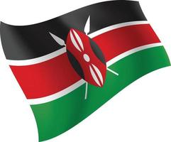 bandiera del keny che sventola illustrazione vettoriale isolata