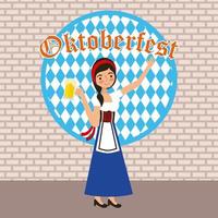 Segno di Oktoberfest con stein della holding della donna vettore