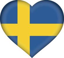 cuore della bandiera della svezia vettore