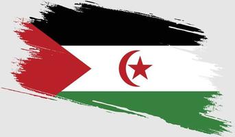 bandiera del sahara occidentale con texture grunge vettore