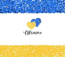 stand con sfondo ucraina. illustrazione patriottica per la pace con i cuori vettore