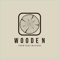 in legno o in legno line art logo vintage illustrazione vettoriale modello icona graphic design
