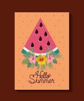 Ciao Summer Card con anguria vettore