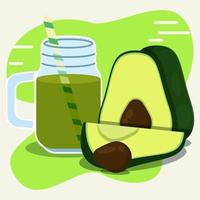 vaso di illustrazione vettoriale di succo di avocado