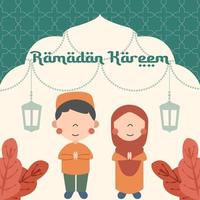 ramadan kareem con illustrazione per bambini vettore