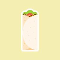 shawarma o buritto. cartone animato fast food. vettore pollo, involtino di verdure, pasto. doner gebab, shawarma flat cartoon illustration.. arabo, cibo orientale, burittos, cibo messicano