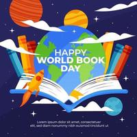 sfondo della giornata mondiale del libro terra vettore