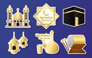 set di raccolta del pacchetto di adesivi del mese del ramadan vettore