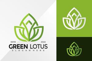 natura verde foglia di loto logo design modello di illustrazione vettoriale
