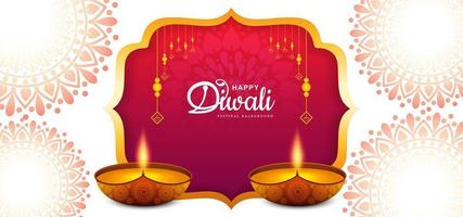 Elegante card design del tradizionale festival indiano Diwali Background vettore