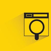 icona web e lente di ingrandimento su sfondo giallo vettore