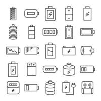 set di icone della linea della batteria vettore