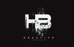 hb hb grunge pennello lettera logo design in colori bianchi illustrazione vettoriale. vettore