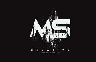 ms ms grunge brush letter logo design in colori bianchi illustrazione vettoriale. vettore