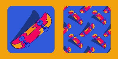 illustrazione di skateboard con motivo a disegno. può essere utilizzato per adesivi, composizioni di design, stampe su vestiti, ecc. vettore