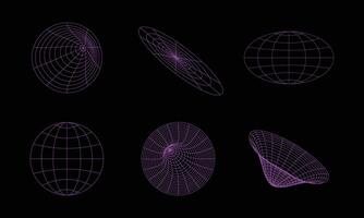 wireframe astratto stile anni '80. illustrazione della griglia futuristica retrò. elemento grafico di design tecnologico. pacchetto di stile di design cyberpunk in vettoriale. vettore