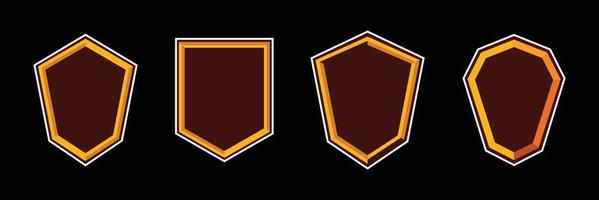 Distintivo 3d con ombra e contorno. scudo esport in un modello vuoto. set di badge scudo per logo esport.