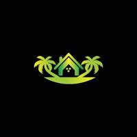 design creativo del logo della casa verde vettore
