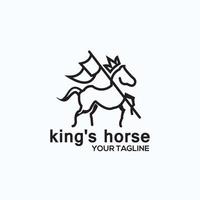 modello di logo del re cavallo vettore