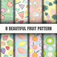 Set di pattern di frutta senza soluzione di continuità vettore