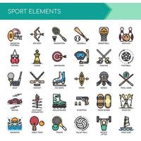 Sport Elements Linea sottile e Pixel Icone perfette vettore