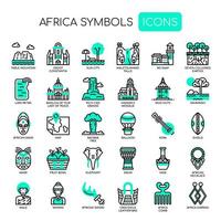 Africa Elements, linea sottile e Pixel icone perfette vettore