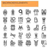 Backpacker Elements, Thin Line e Pixel Perfect Icons vettore