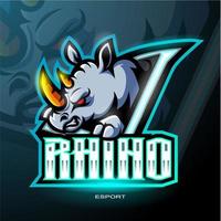 design del logo della mascotte di rinoceronte esport vettore