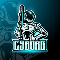 design del logo esport della mascotte della ragazza cyborg vettore