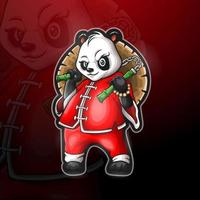 logo della mascotte del panda cinese per il logo dei giochi sportivi elettronici. vettore