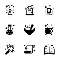 set di icone semplici su un tema magia, mago, magia, vettore, set. sfondo bianco vettore