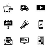 icone per pubblicità a tema, media, comunicazione, vettore, icona, set. sfondo bianco vettore