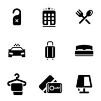 set di icone semplici su un hotel a tema, in movimento, in viaggio, vettore, set. sfondo bianco vettore