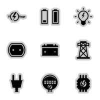 icone per tema elettricità, energia, tecnologia, vettore, icona, set. sfondo bianco vettore