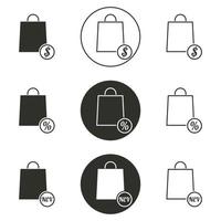 illustrazione vettoriale sulle icone della borsa a tema
