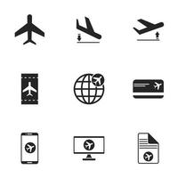 icone per l'aeroporto a tema. sfondo bianco vettore