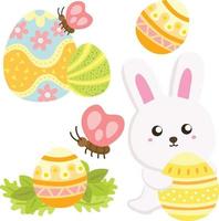 clipart di vettore dell'uovo variopinto del coniglio del coniglietto di pasqua