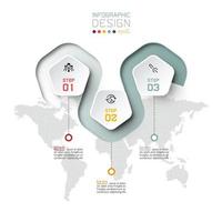 Etichetta del Pentagono con linea colorata infografica collegata. vettore