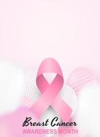 Progettazione di consapevolezza del cancro al seno con nastro rosa e palloncini su sfondo rosa morbido vettore