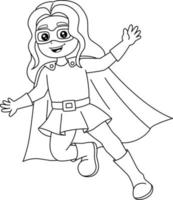 pagina di colorazione della ragazza del supereroe isolata per i bambini vettore